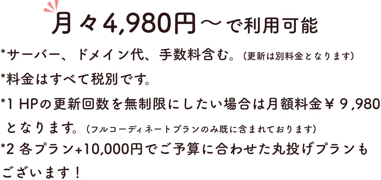 月々4,980円〜で利用可能